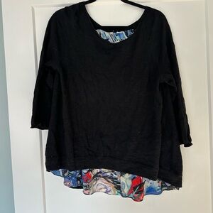 Black Women's Top with Multicolor Detail